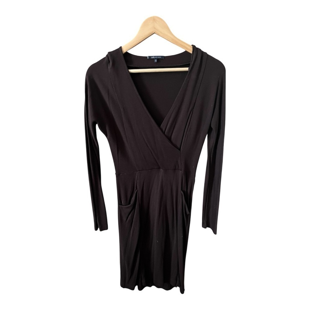 Anne Klein Dark Brown Knit Mini Dress